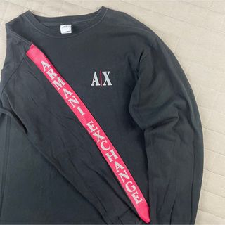 アルマーニエクスチェンジ(ARMANI EXCHANGE)のusa アルマーニ ARMANI ブラック 袖ロゴ M ロンT(Tシャツ/カットソー(七分/長袖))