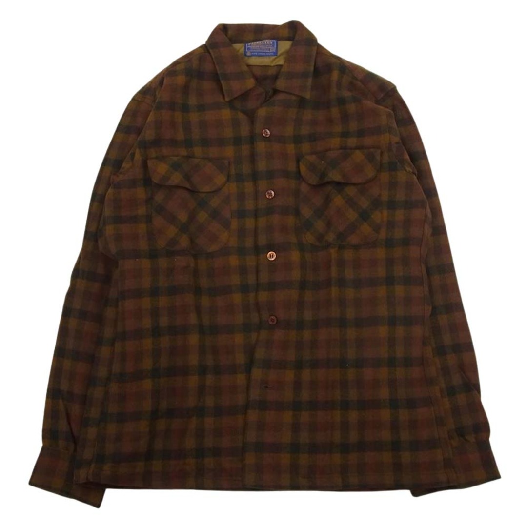 M肩幅PENDLETON ペンドルトン 長袖シャツ ヴィンテージ 60s Board Shirt ボード シャツ ウール チェック シャツ ブラウン系 M