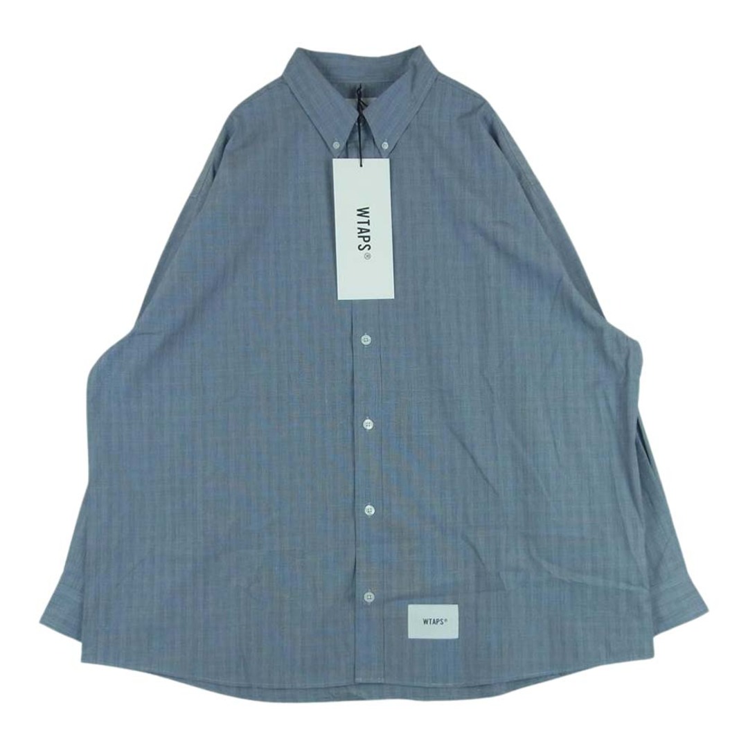 W)taps(ダブルタップス)のWTAPS ダブルタップス 23AW 232GWDT-SHM02 BD 02 LS COTTON BROADCLOTH TEXTILE PROTECT チェック ボタンダウン 長袖 シャツ グレイッシュブルー系 04【新古品】【未使用】【中古】 メンズのトップス(シャツ)の商品写真