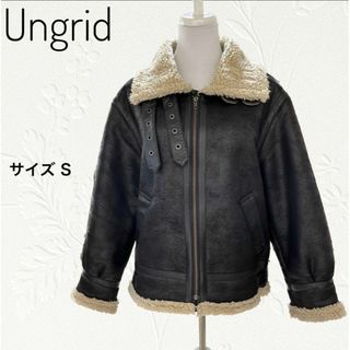 アングリッド(Ungrid)のアングリッド　ヴィンテージ仕様　フェイクレザー　ボアジャケット　ブラック(ライダースジャケット)