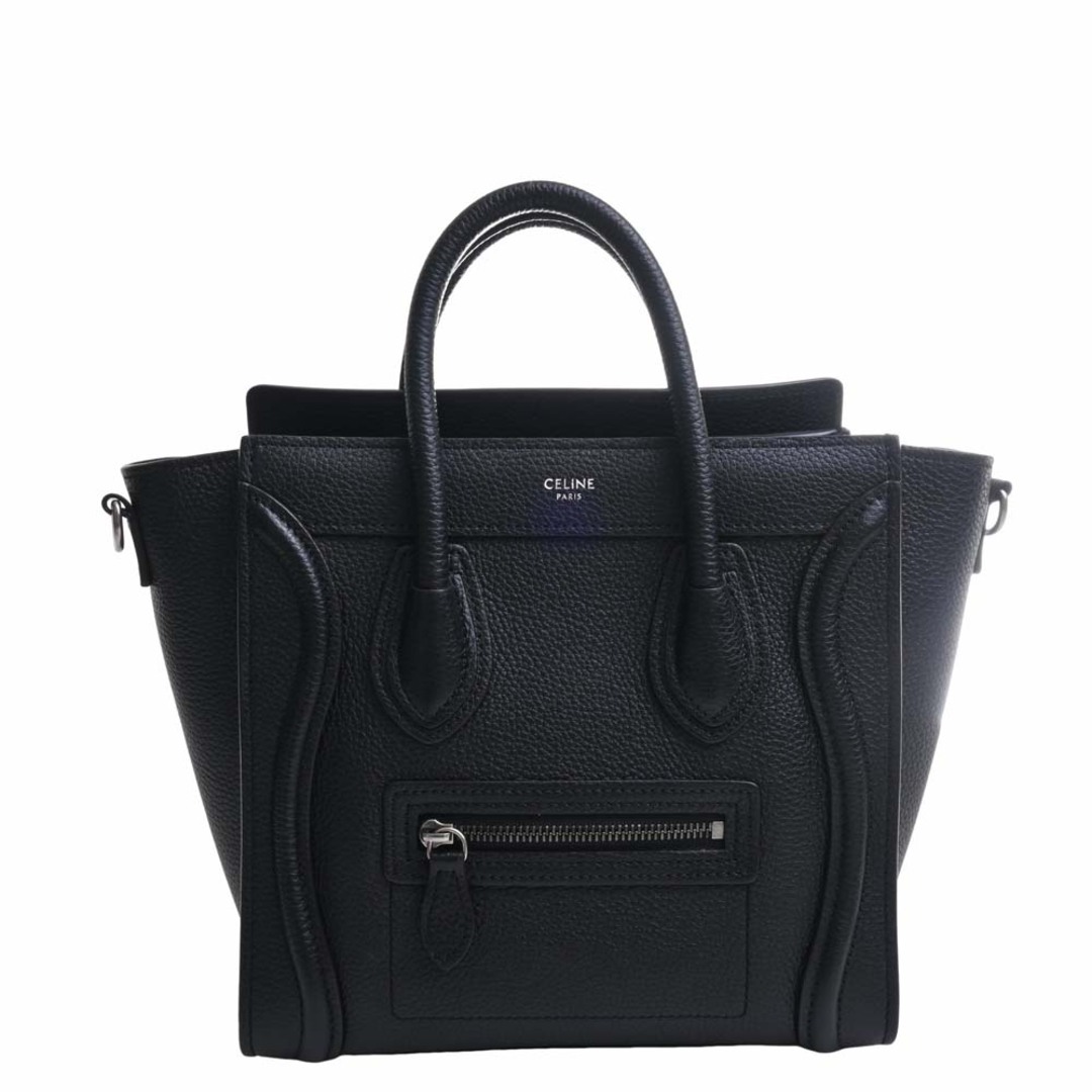 Celine セリーヌ レザー ラゲージ ナノショッパー 2WAY ハンドバッグ 189243DRU ブラック byレディース