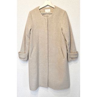 ビームス(BEAMS)の美品　beams ビームス　ノーカラー　コート　アイボリー　ベージュ　コート　M(ロングコート)