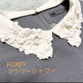 FOXEY - FOXEY ワンピース フラワーシャワー 38(白襟のみ)の通販｜ラクマ