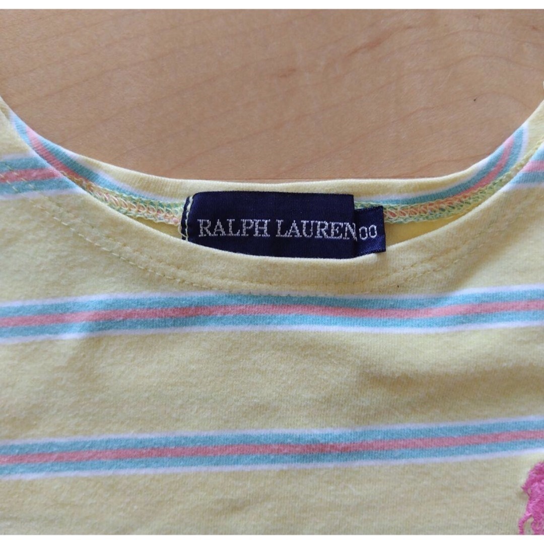Ralph Lauren(ラルフローレン)のラルフローレン　黄色×ボーダー　Tシャツ　100 トップス　半袖 キッズ/ベビー/マタニティのキッズ服女の子用(90cm~)(Tシャツ/カットソー)の商品写真