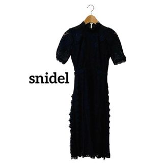 スナイデル(SNIDEL)のsnidel スナイデル 総レースドレス ワンピース 黒 美品 オケージョン(ひざ丈ワンピース)