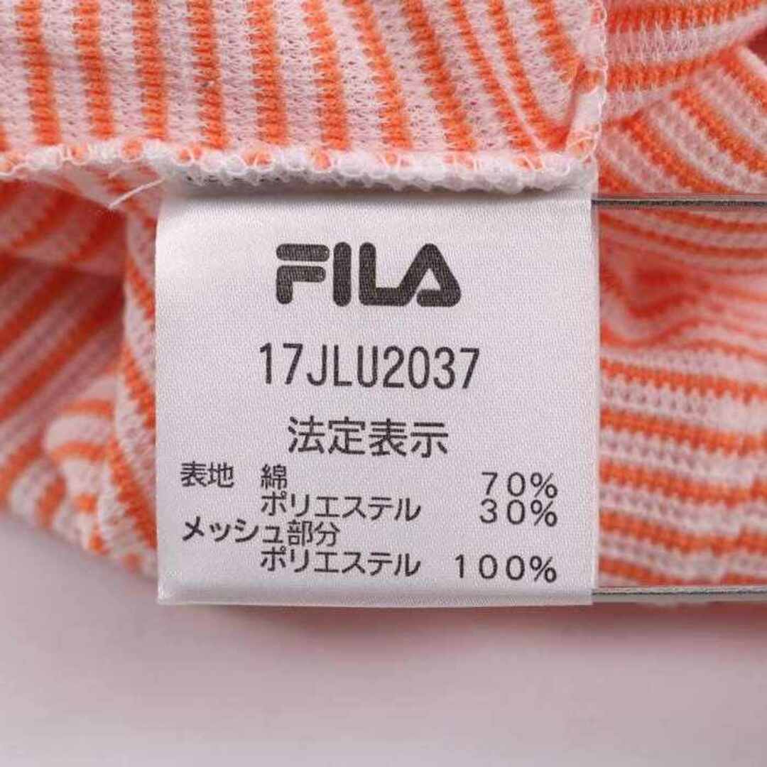 FILA(フィラ)のフィラ 長袖ポロシャツ ボーダー柄 ハーフジップ ゴルフウエア 日本製 レディース Lサイズ ホワイト×オレンジ FILA レディースのトップス(ポロシャツ)の商品写真