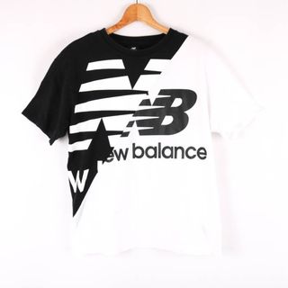 ニューバランス(New Balance)のニューバランス 半袖Tシャツ バイカラー ビッグロゴ スポーツウエア コットン メンズ Lサイズ ブラック×クリーム NEW BALANCE(Tシャツ/カットソー(半袖/袖なし))