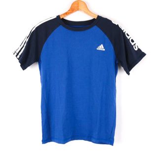 アディダス(adidas)のアディダス 半袖Tシャツ ラグラン袖 ロゴT スポーツウエア コットン メンズ Mサイズ ブルー adidas(Tシャツ/カットソー(半袖/袖なし))