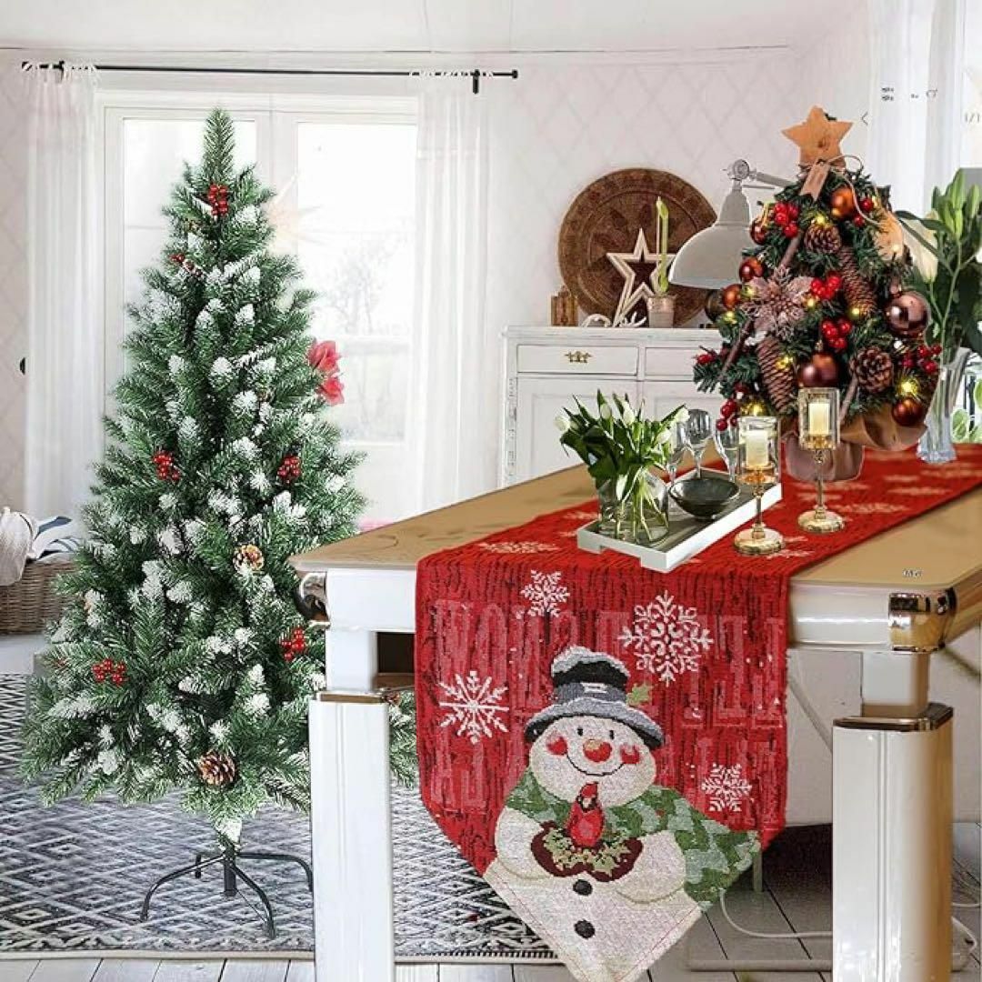 テーブルランナー クリスマス レッド テーブルセンター 赤 33×180cm インテリア/住まい/日用品のベッド/マットレス(シングルベッド)の商品写真