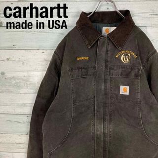 【超雰囲気系】Carhartt デトロイトジャケット レザーパッチ グレー 灰