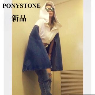 パメオポーズ(PAMEO POSE)の【新品】PONYSTONE デニムスリーブ　スウェット　パーカー(パーカー)