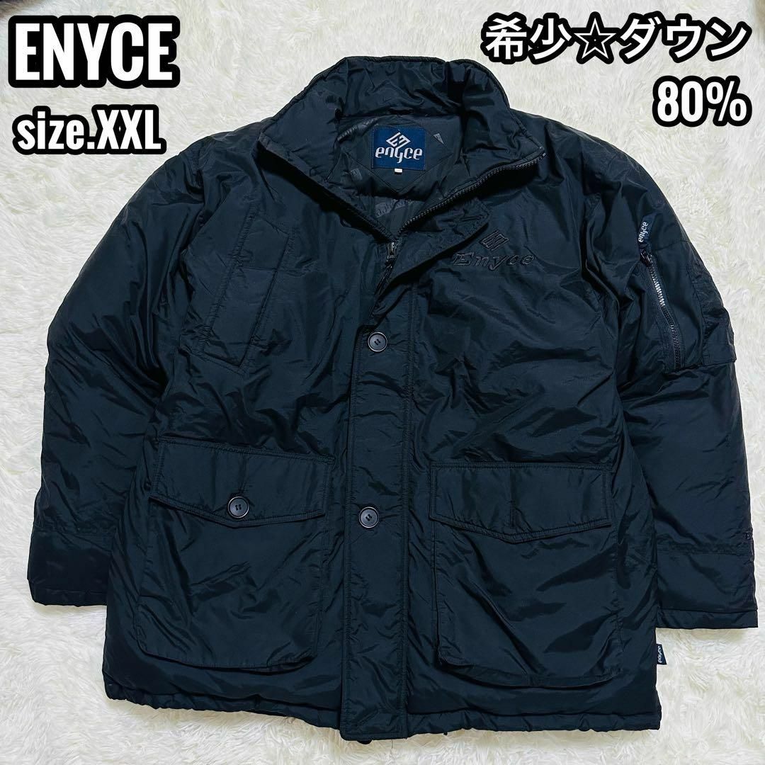 ポリエステル100%充填物希少☆ENYCE ダウンジャケット 肉厚 ビッグシルエット ブラック XXL