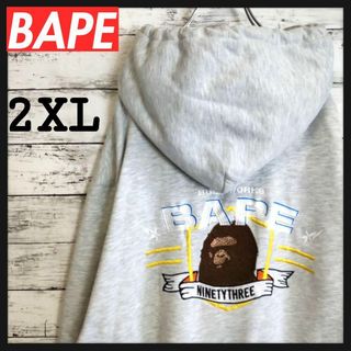 A BATHING APE パーカー XL 茶x黄x黒等(総柄)