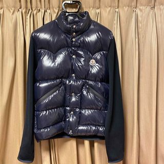 モンクレール(MONCLER)の本物モンクレールMONCLERボタン刻印ワッペン付スウェット系ダウンジャケット黒(ダウンジャケット)