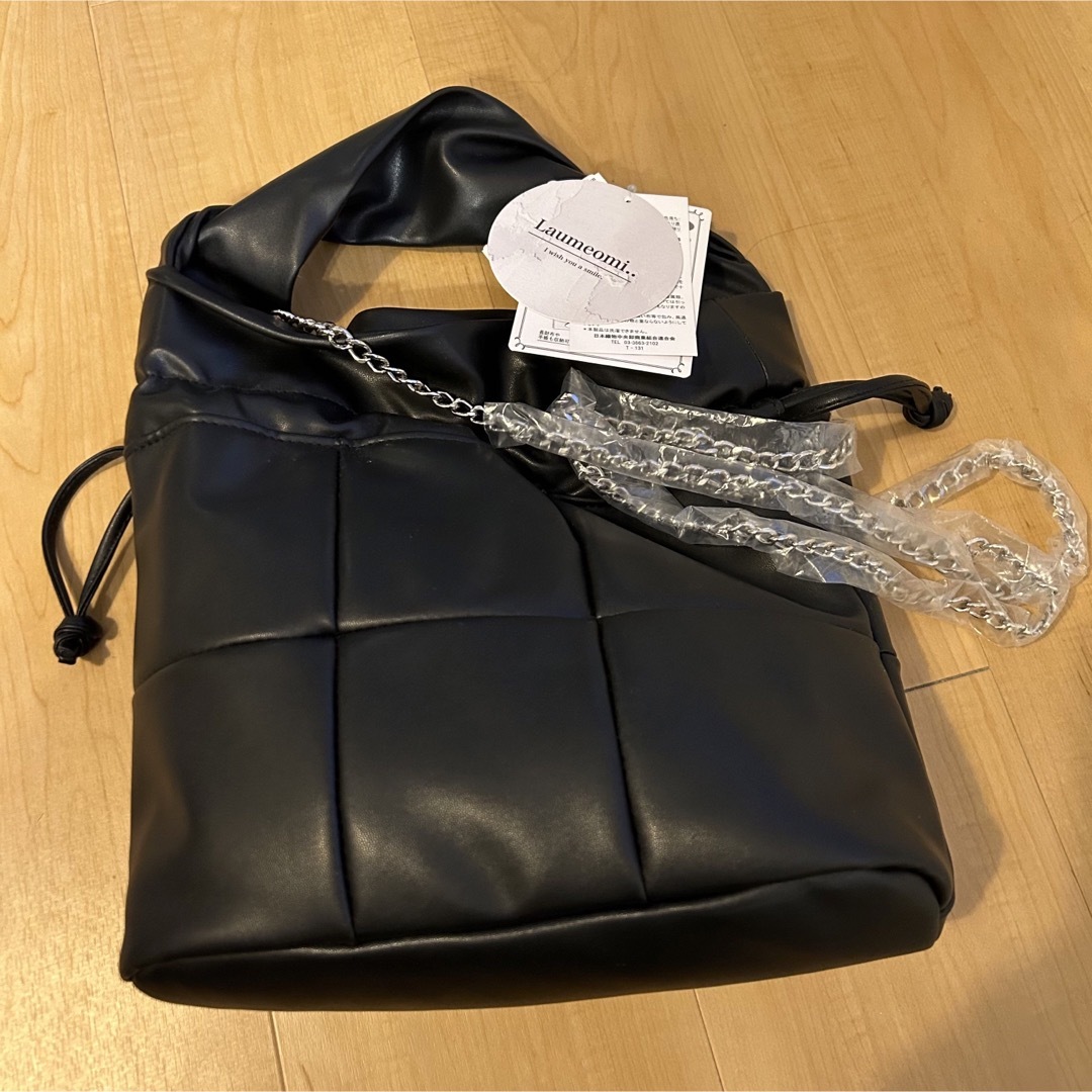 しまむら(シマムラ)のしまむら＊laumeomi 2WAYキルティング巾着バッグ 濃黒 レディースのバッグ(ショルダーバッグ)の商品写真