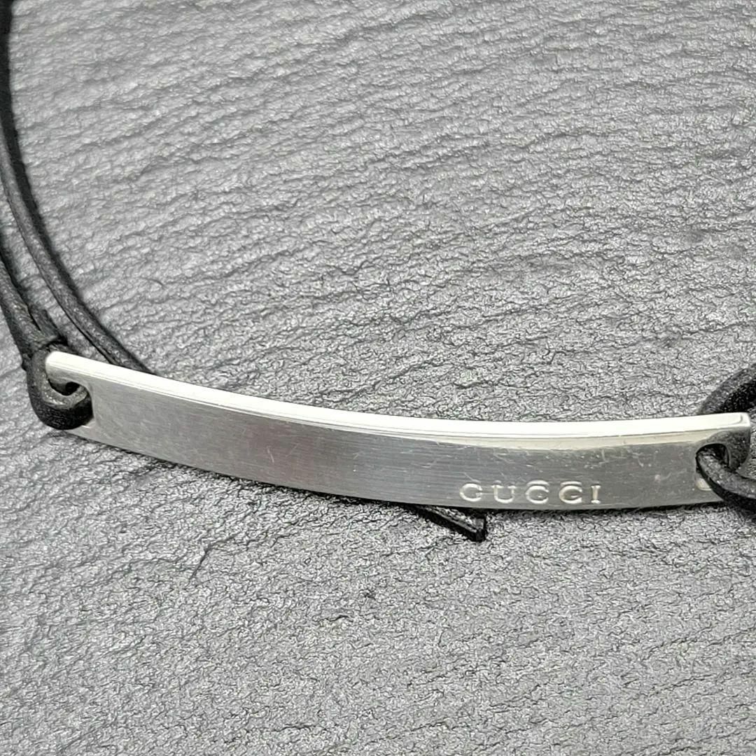 【美品】GUCCI SV925 プレート チョーカー ブレスレットレザー