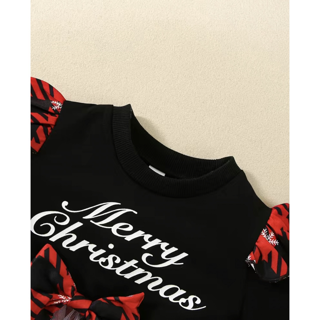 【大人kawaii】子供服サイズ120 クリスマス チュニック ブラック レッド キッズ/ベビー/マタニティのキッズ服女の子用(90cm~)(ワンピース)の商品写真