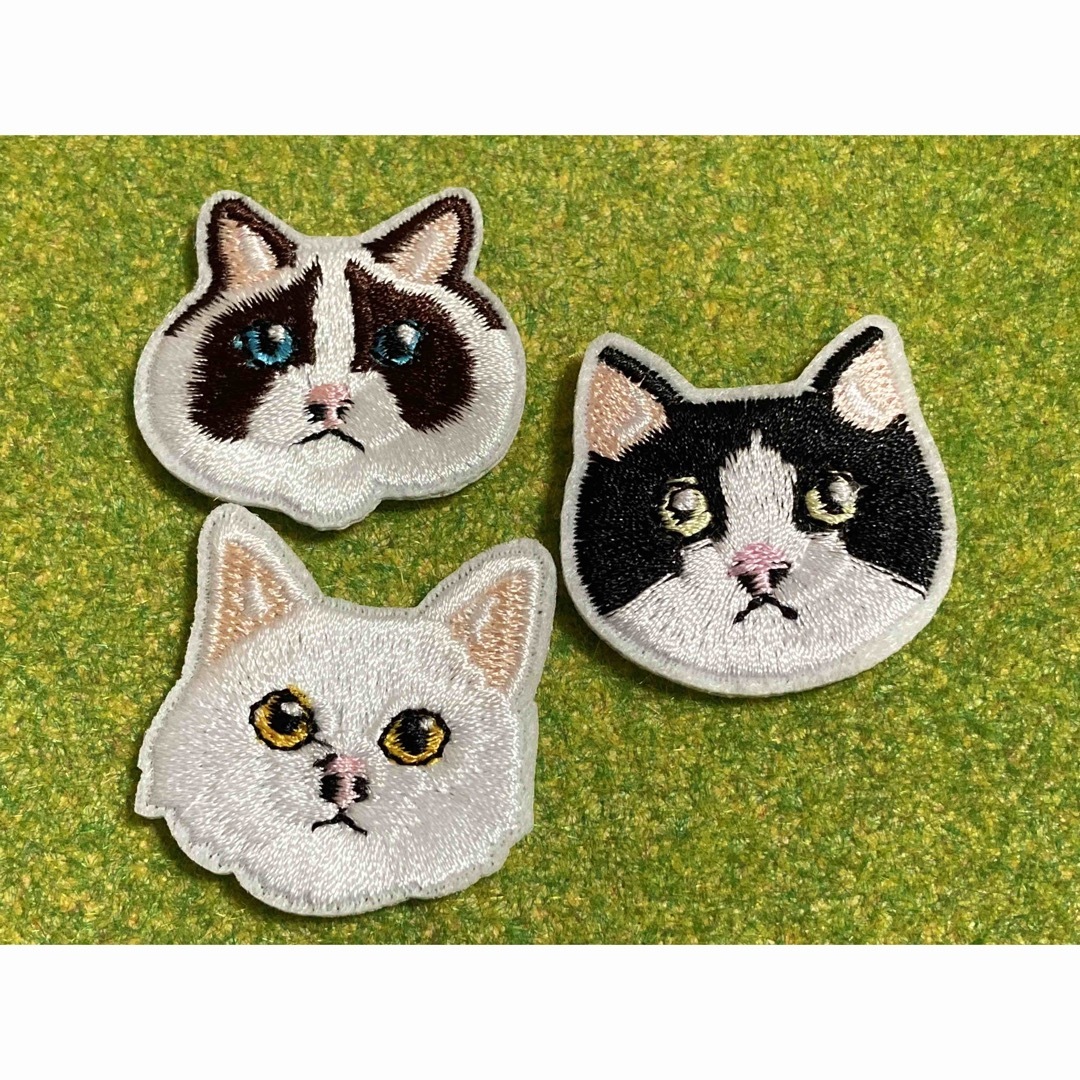 [ハンドメイド素材]  猫刺繍　アイロンワッペン6枚セット ハンドメイドの素材/材料(各種パーツ)の商品写真