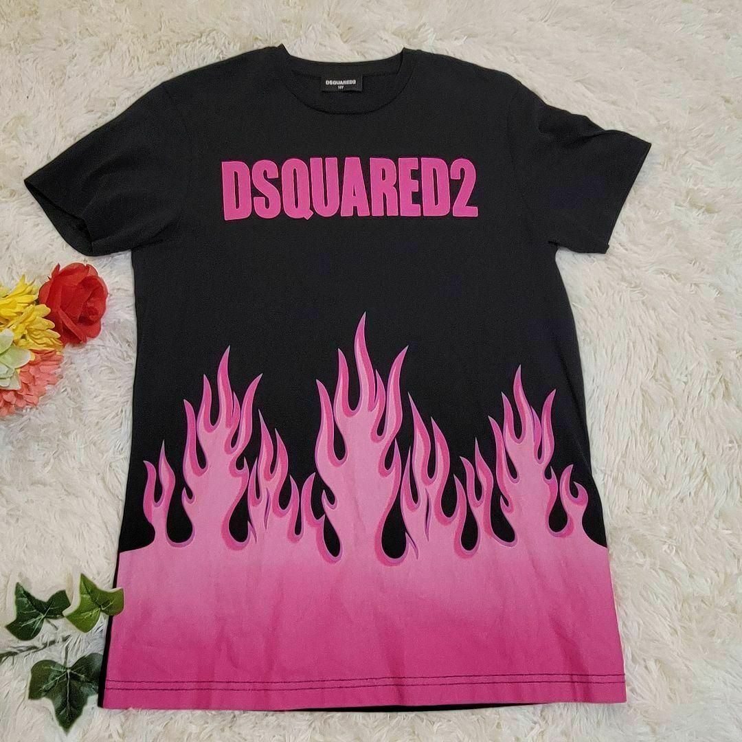 DSQUARED2 - ディースクエアード 炎 ブラック×ピンク かっこいい T