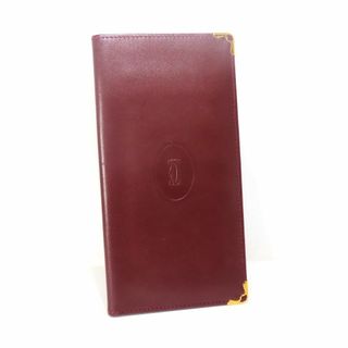 カルティエ(Cartier)の美品 Cartier カルティエ 札入れ 長財布 カーフ ボルドー 保証書(長財布)