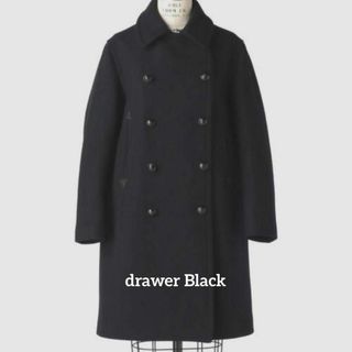 【お値下げ】Drawerドゥロワー　カシミヤ混　ダブルフェイス　ラップコート　黒