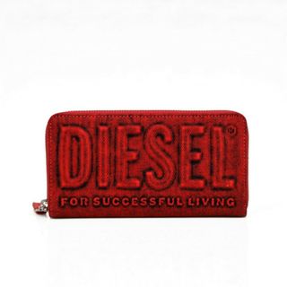 DIESEL 長財布　未使用品　デニム　ヴィンテージ加工　青×赤　ディーゼル