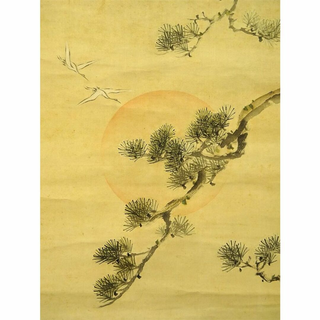 掛軸 美仙『高砂図』日本画 絹本 肉筆 無地箱付 掛け軸 a051812 掛軸 美仙『高砂図』日本画 絹本 肉筆 無地箱付 掛け軸 a051812