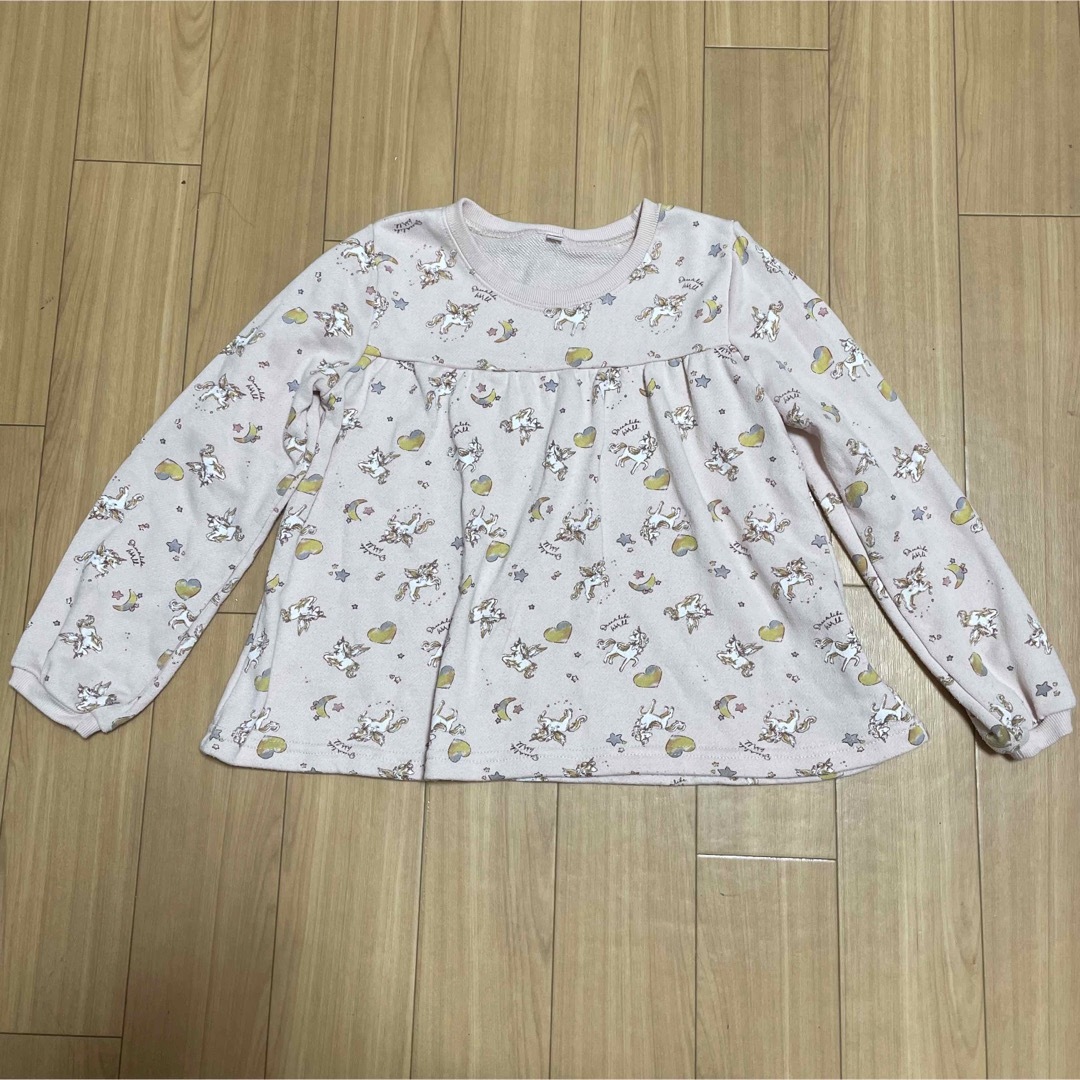 しまむら(シマムラ)のユニコーン ゆめかわ フリルトレーナー キッズ/ベビー/マタニティのキッズ服女の子用(90cm~)(Tシャツ/カットソー)の商品写真