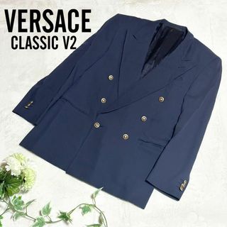 VERSACE テーラードジャケット 52(XL位) グレーx紺x黒(総柄)