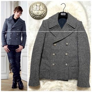 BALMAIN - 本物 バルマンオム エンブレムボタン ピーコート BALMAIN - 本物 バルマンオム エンブレムボタン ピーコート