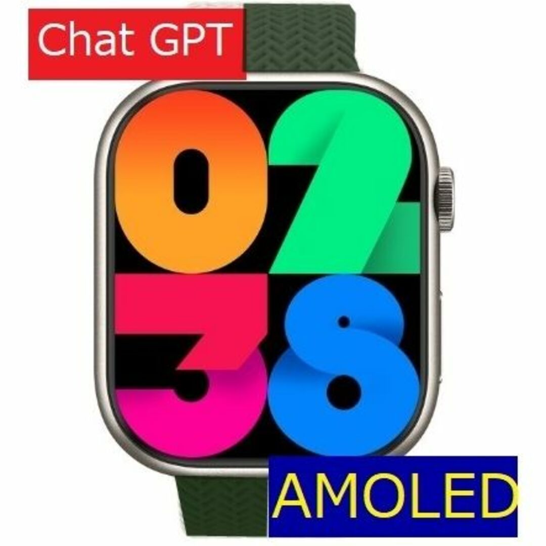 VA9 PRO Chat GPT スマートウォッチ 日本語表示 モスグリーン メンズの時計(その他)の商品写真
