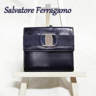 サルヴァトーレフェラガモ(Salvatore Ferragamo)のフェラガモ がま口 折り財布 ヴァラ リボン ferragamo 223058(財布)