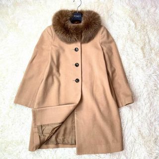 アナイ(ANAYI)の美品 ANAYI アナイ ウールカシミヤ フォックスファーコート キャメル 38(毛皮/ファーコート)