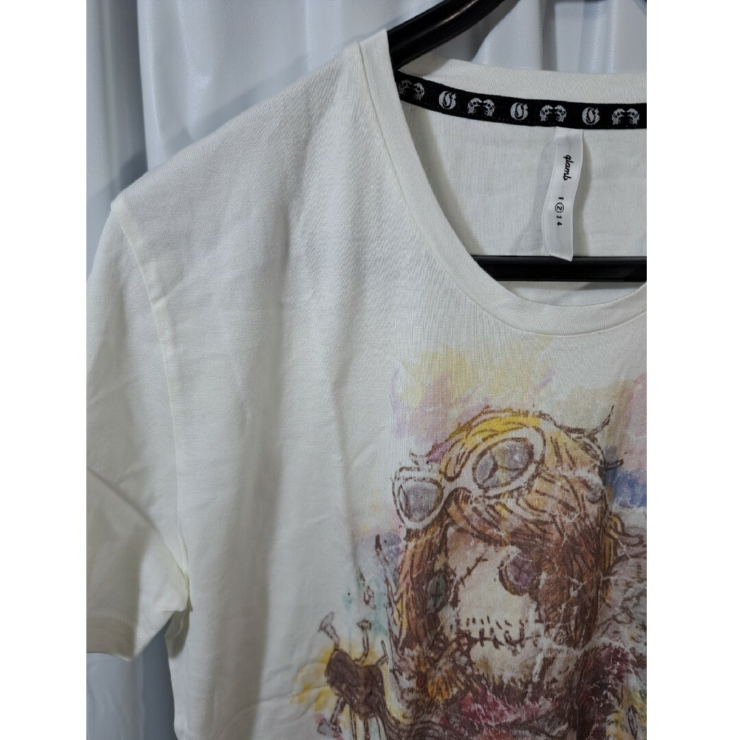 glamb(グラム)の未使用　glamb　水彩画　ショートスリーブカットソー　ギター　天使　ホワイト メンズのトップス(Tシャツ/カットソー(半袖/袖なし))の商品写真