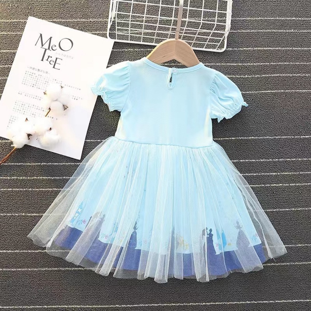 FC2水色プリンセスワンピース女の子半袖普段着110サイズ キッズ/ベビー/マタニティのキッズ服女の子用(90cm~)(ワンピース)の商品写真