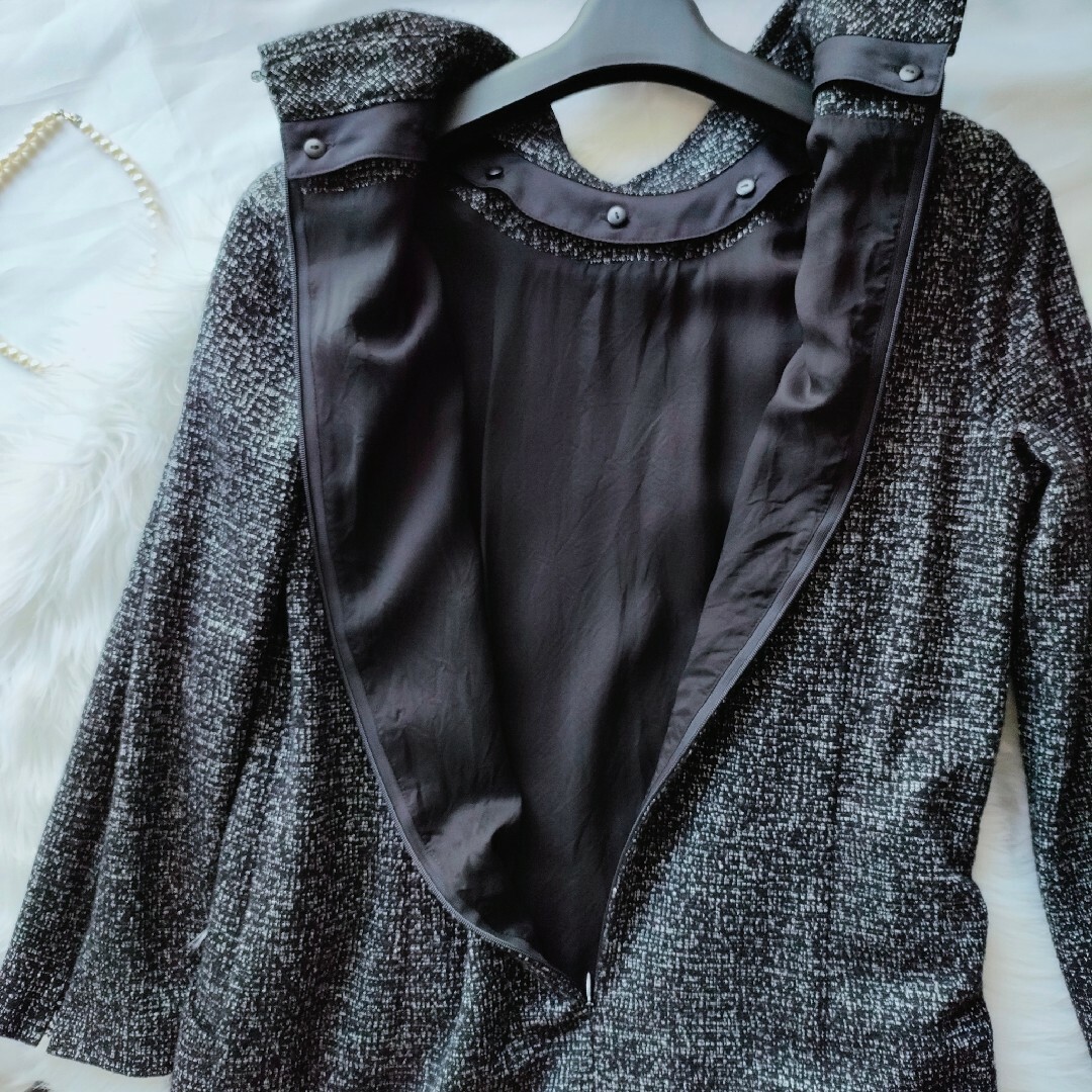 leilian(レリアン)の美品✨レリアン 高級服 長袖 2way 衿付 日本製 ワンピース 9号 レディースのワンピース(ひざ丈ワンピース)の商品写真