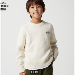 ユニクロ(UNIQLO)のユニクロ　アニヤハインドマーチ　プレミアムクルーネックセーター　160(ニット/セーター)