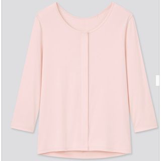 ユニクロ(UNIQLO)の新品★UNIQLO コットン前開きTシャツ★3XLサイズ　オレンジ(Tシャツ(長袖/七分))