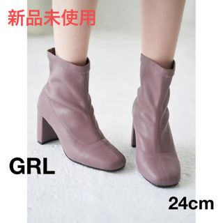 グレイル(GRL)のGRL  ストレッチレザーショートブーツ[ci366]  24cm(ブーツ)