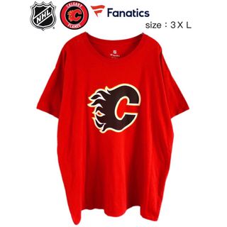 ファナティック(fanatic)のNHL　カルガリー・フレームス　Tシャツ　3XL　赤　USA古着(Tシャツ/カットソー(半袖/袖なし))