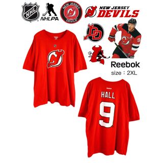 リーボック(Reebok)のNHL　ニュージャージーデビルス 　ホール　9　Tシャツ　2XL　赤　USA古着(Tシャツ/カットソー(半袖/袖なし))