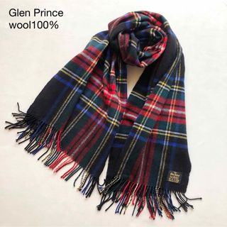 グレンプリンス(Glen Prince)の213グレンプリンス 黒赤チェックウール100％厚手大判ストールスコットランド製(ストール/パシュミナ)