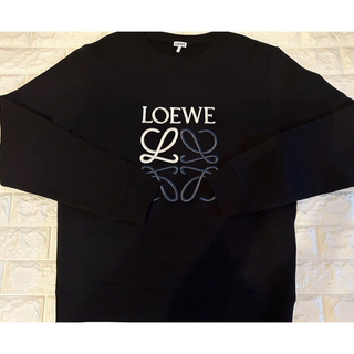 ロエベ　スウェット　ブラック　フロントロゴ刺繍　XL