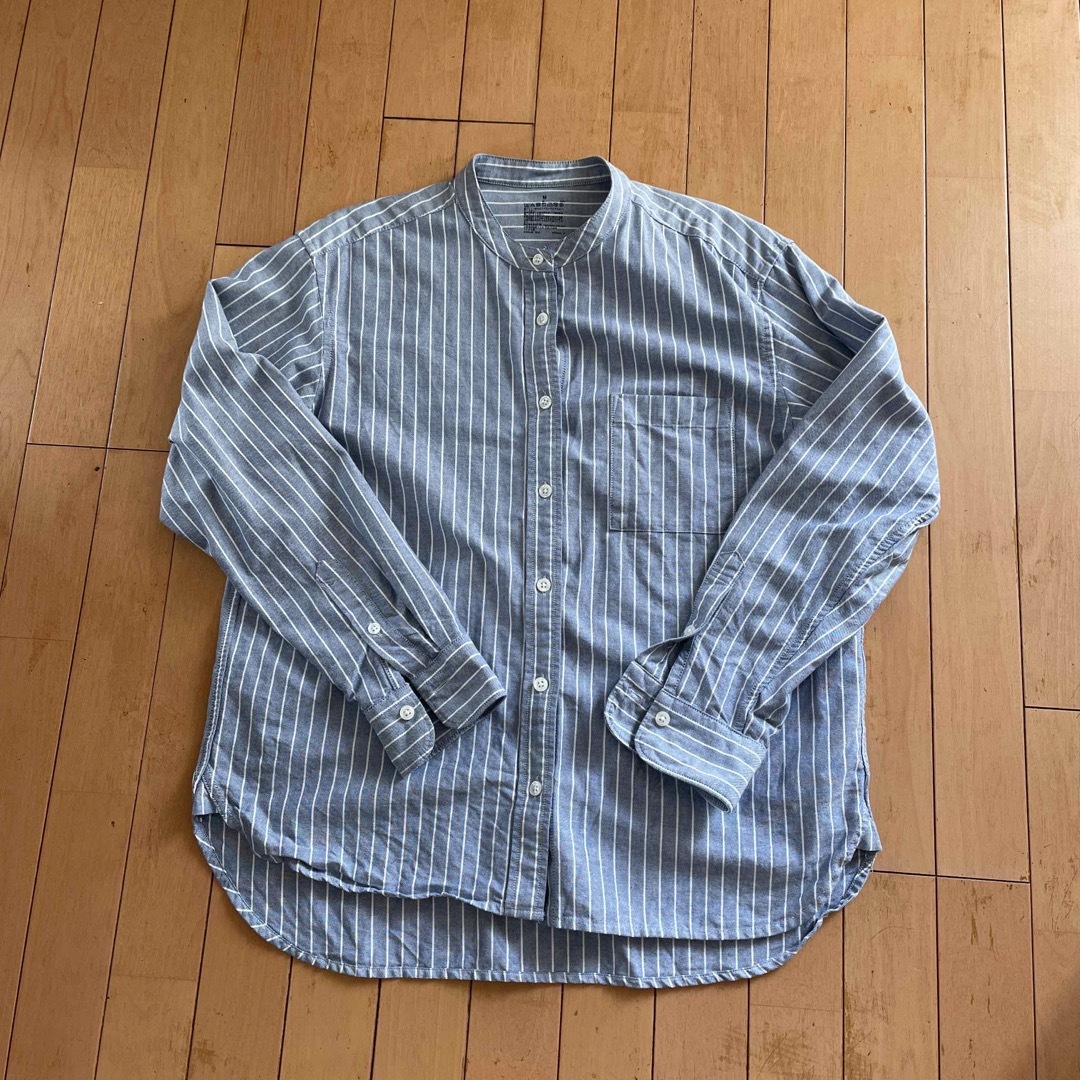 MUJI (無印良品)(ムジルシリョウヒン)の無印ストライプ柄ノーカラーシャツ レディースのトップス(シャツ/ブラウス(長袖/七分))の商品写真