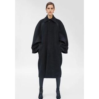 celine セリーヌ　カシミア100% ステンカラーコート ロングコート　黒