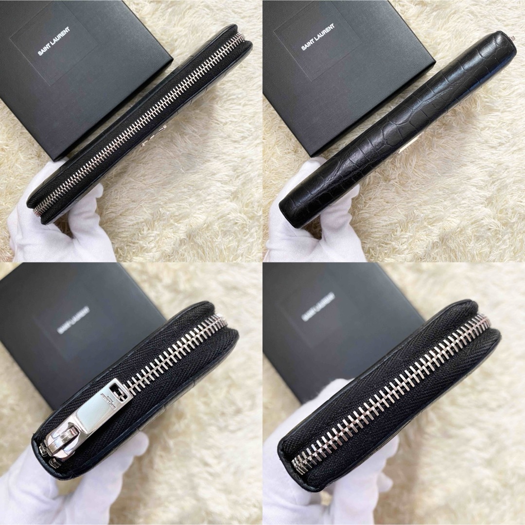Saint Laurent サンローラン クロコ型押し 財布 ラウンドファスナー Saint Laurent サンローラン クロコ型押し 財布 ラウンドファスナー