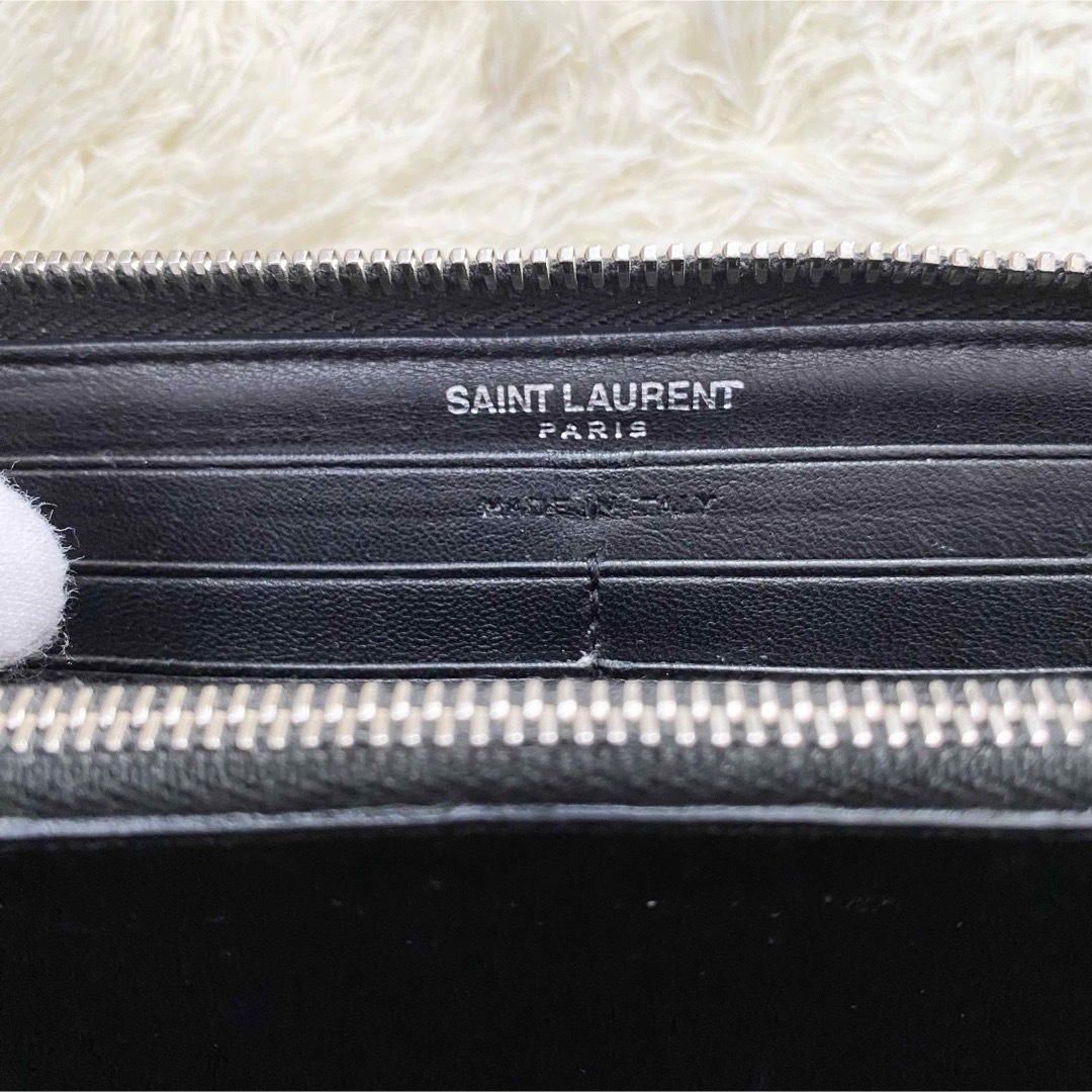 Saint Laurent サンローラン クロコ型押し 財布 ラウンドファスナー Saint Laurent サンローラン クロコ型押し 財布 ラウンドファスナー