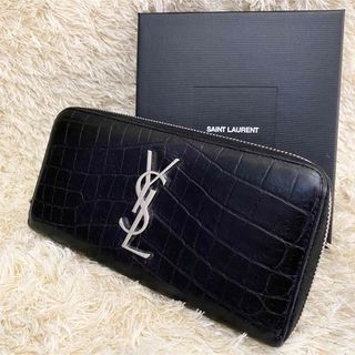 サンローラン(Saint Laurent)のSaint Laurent サンローラン クロコ型押し 財布 ラウンドファスナー(財布)