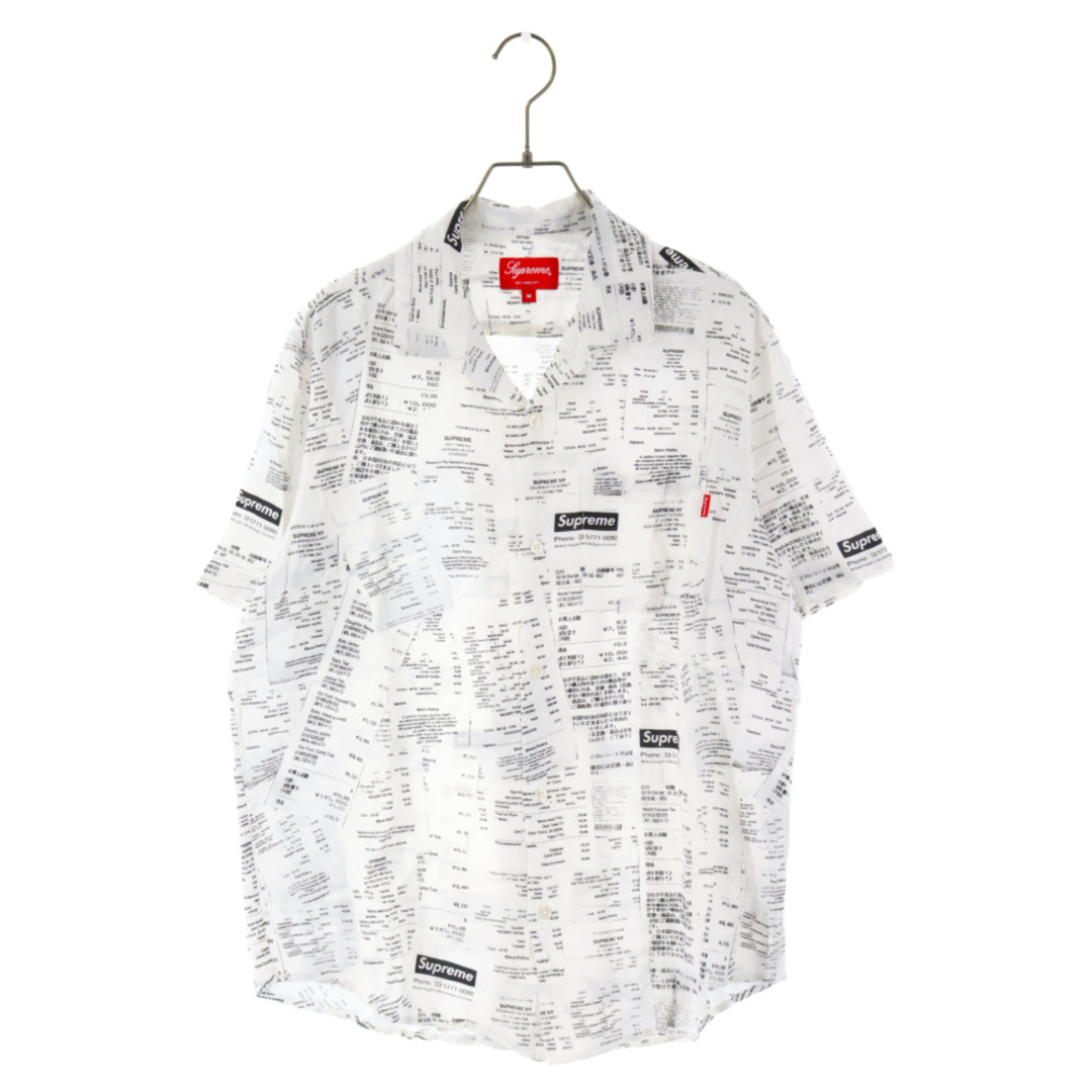 SUPREME シュプリーム 20AW Receipts Rayon S/S Shirt レシート柄 レーヨン半袖シャツ オープンカラーシャツ ホワイト