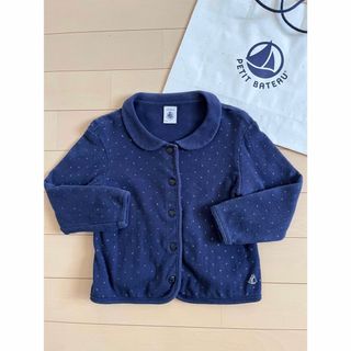 プチバトー(PETIT BATEAU)の✴︎プチバトー　ドット柄　カーディガン　ネイビー紺　24m86cm(カーディガン)